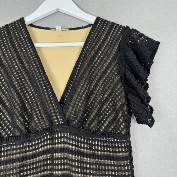 Max Studio Womens Dress Extra Small Black Crochet Midi Whimsigoth Fairy Grunge - Picture 2 of 11